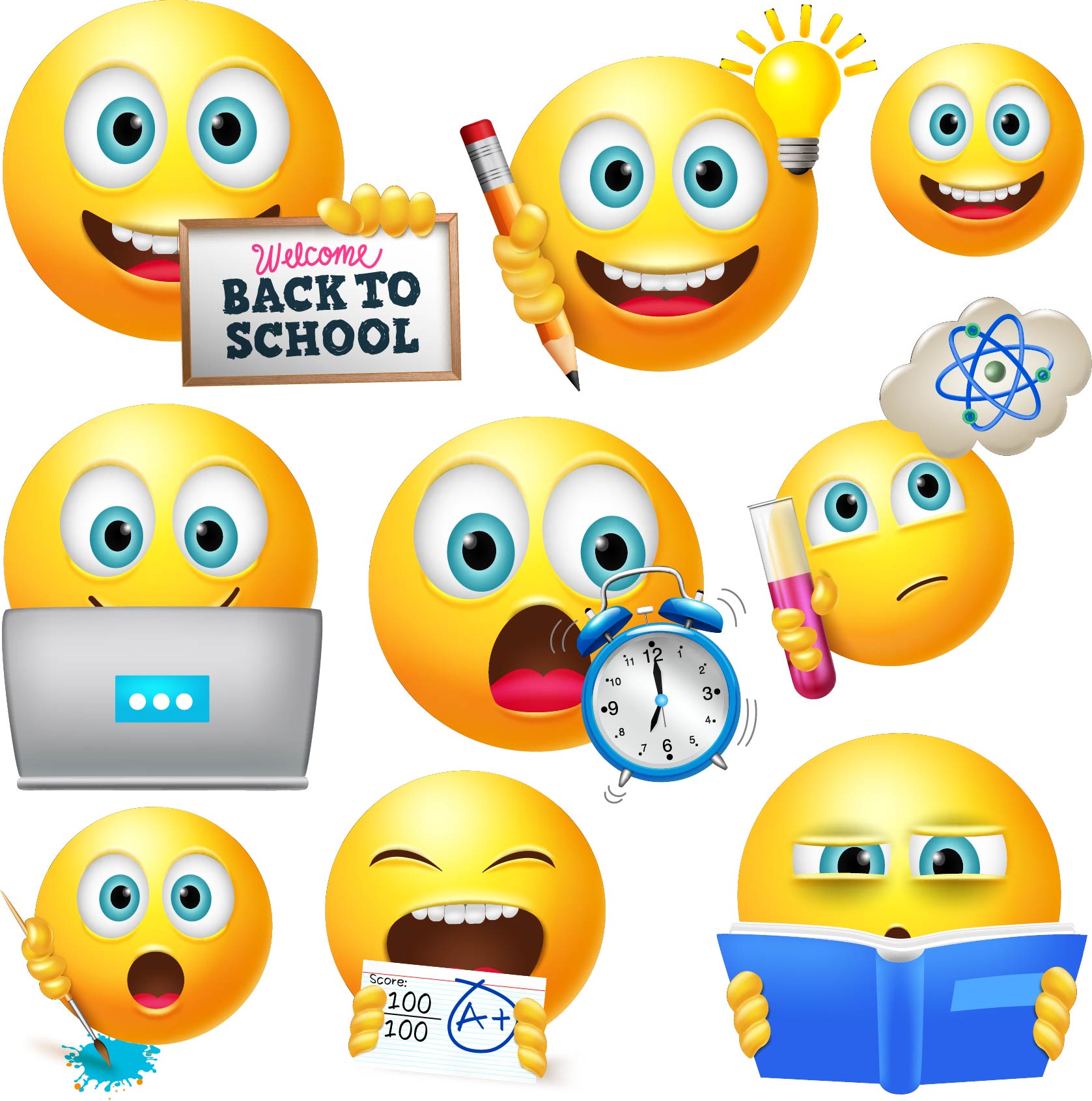 School - Back to School - School Emoji Faces - Half Sheet Misc. (Must